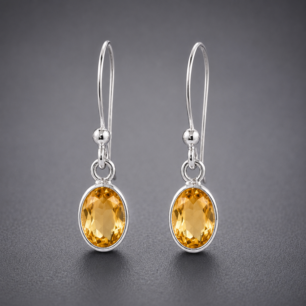 No Reserve 925 Sterling Silver 4.22 Ct Oval Citrine Earrings