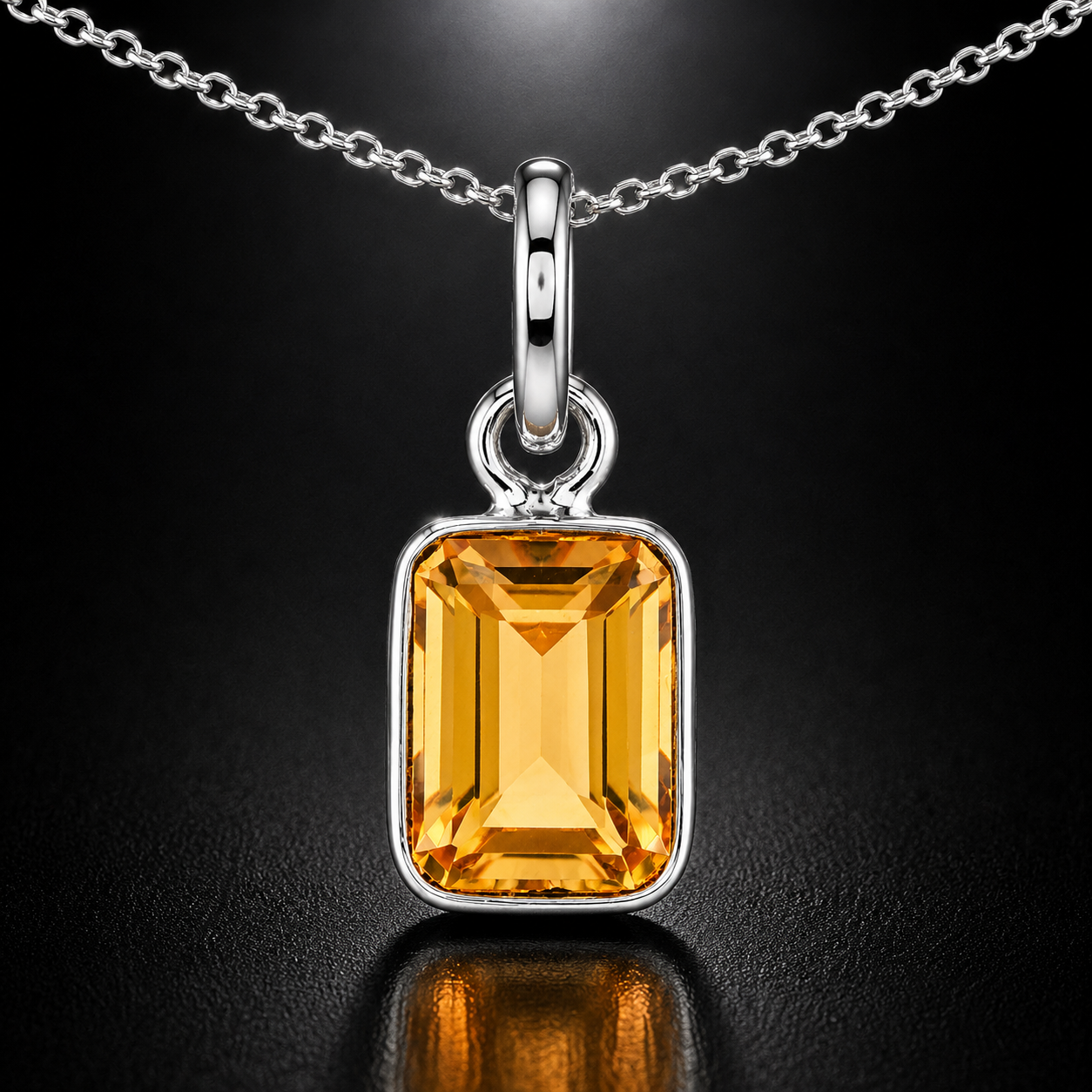 No Reserve 925 Sterling Silver 4.70 Ct Octagon Citrine Pendant