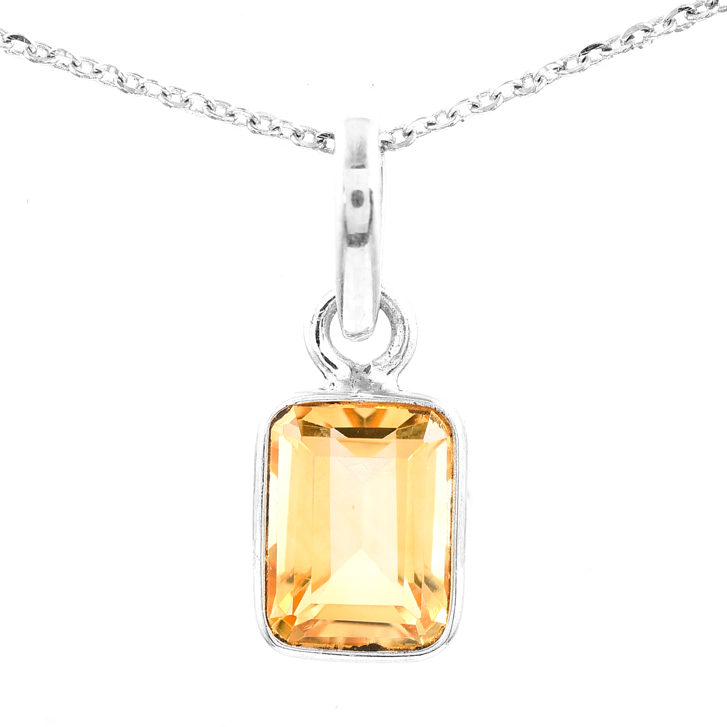 No Reserve 925 Sterling Silver 4.70 Ct Octagon Citrine Pendant