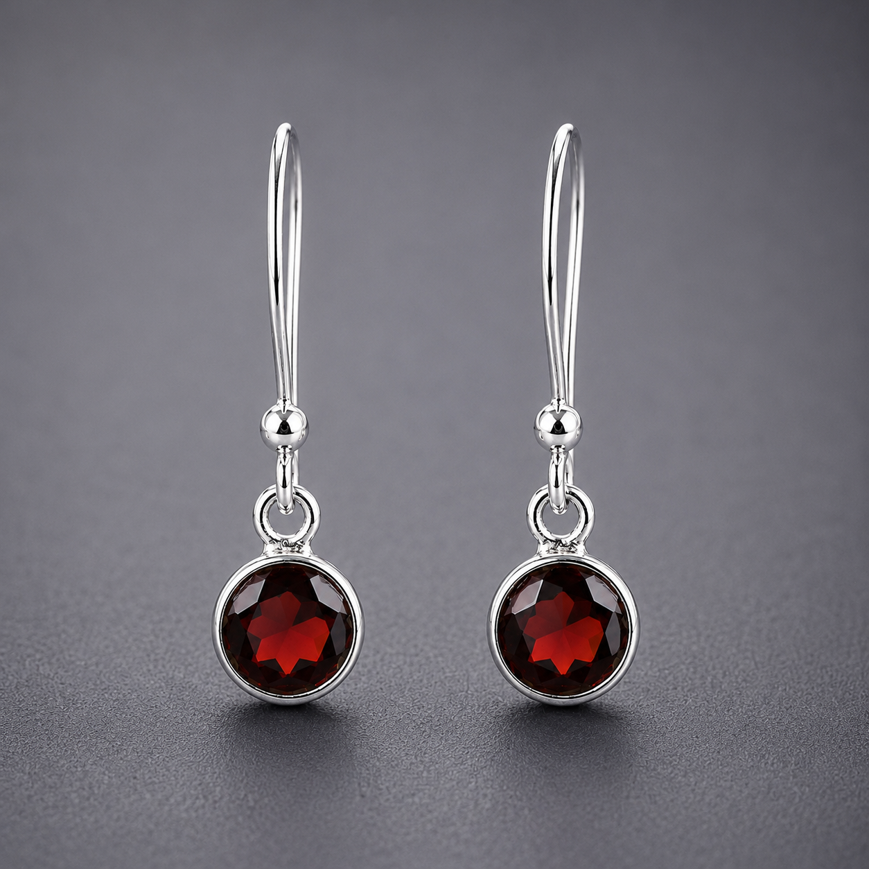 No Reserve 925 Sterling Silver 5.33 Ct Round Garnet Earrings