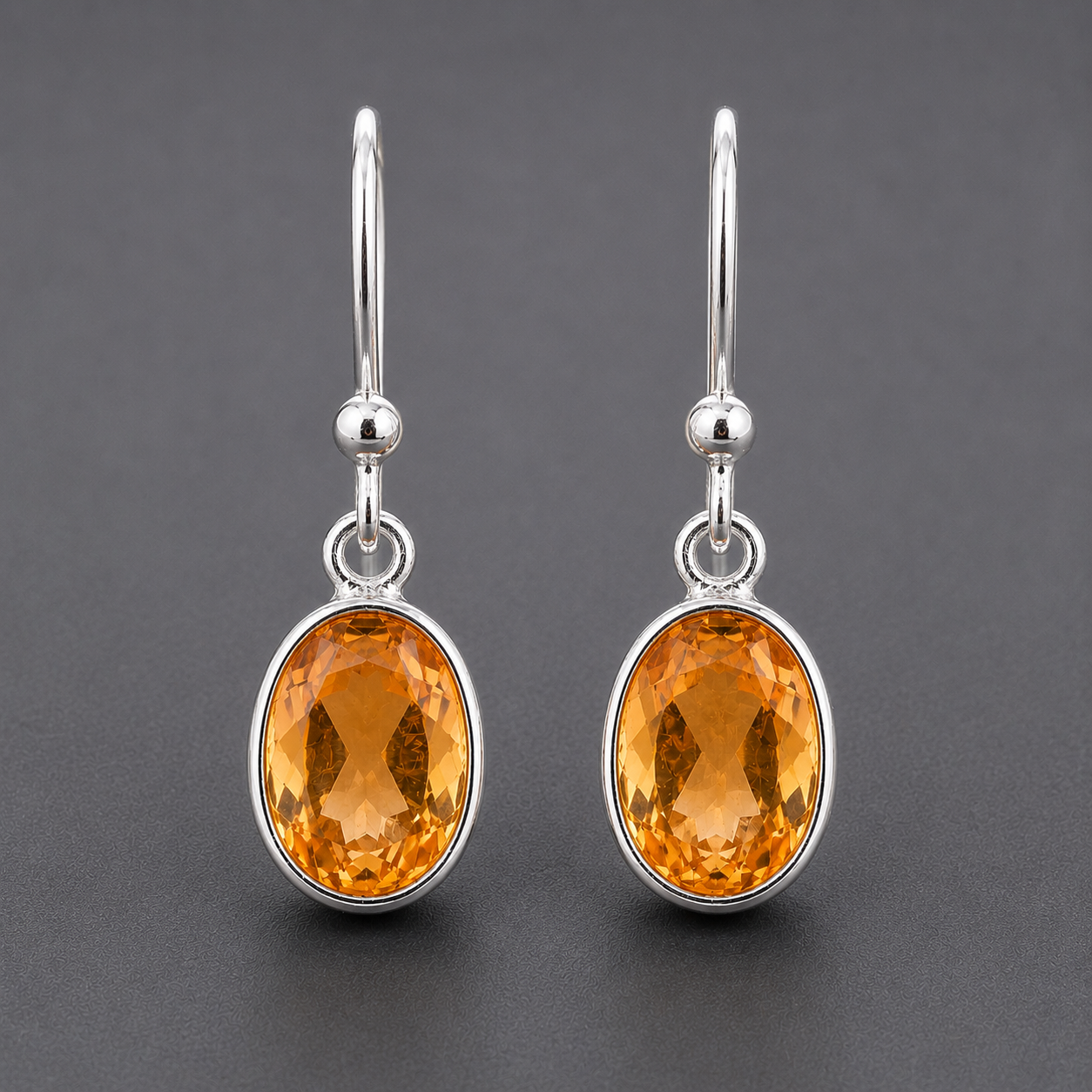 No Reserve 925 Sterling Silver 6.60 Ct Oval Citrine Earrings