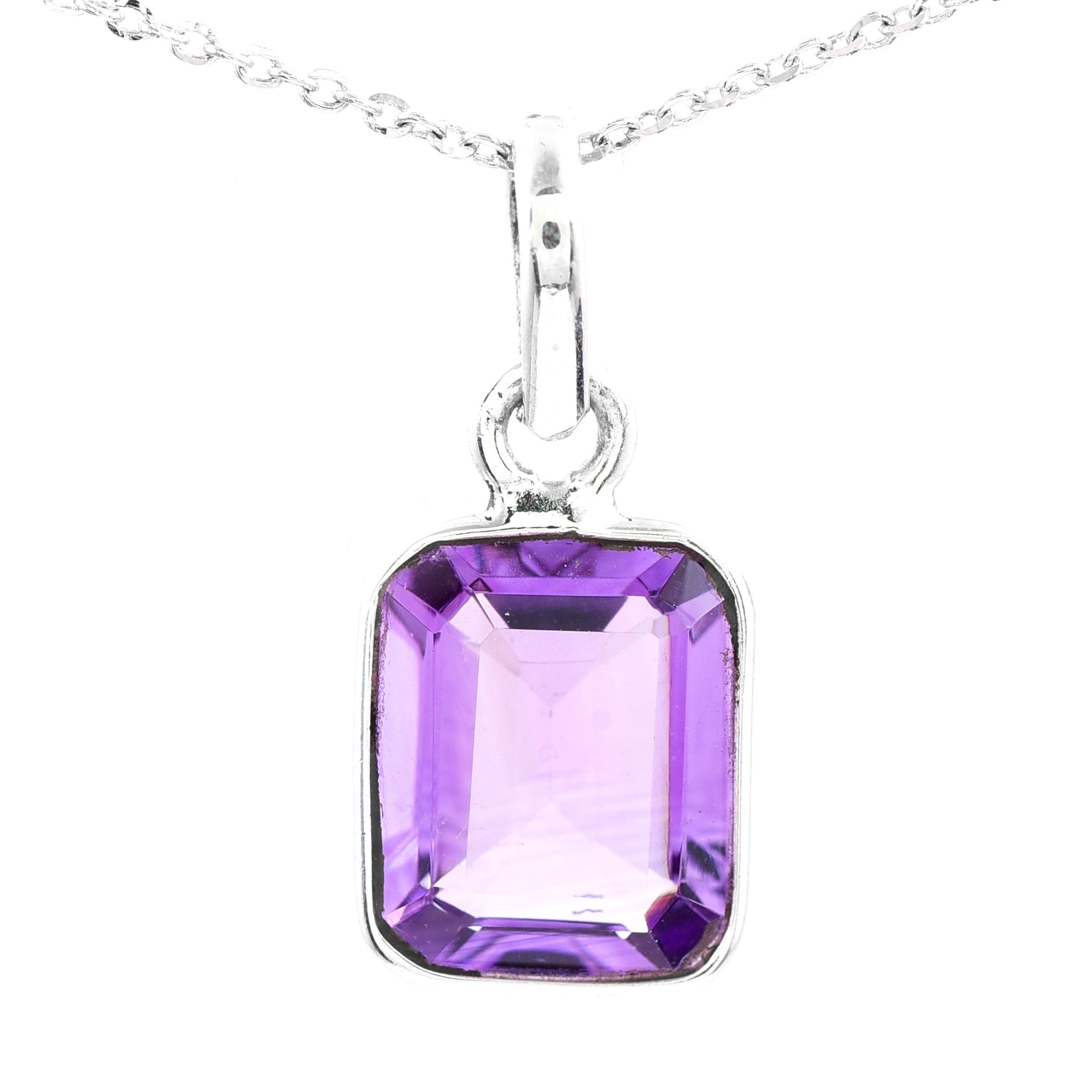 No Reserve 925 Sterling Silver 8.70 Ct Octagon Amethyst Pendant