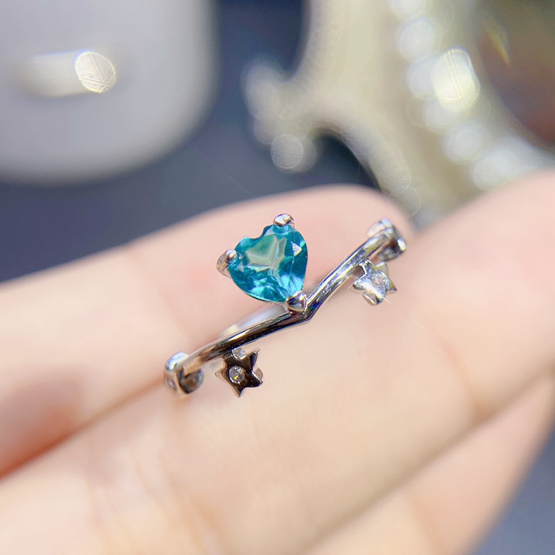 NO RESERVE 925 Sterling Silver Blue Topaz Ring Adjustable Ring Size