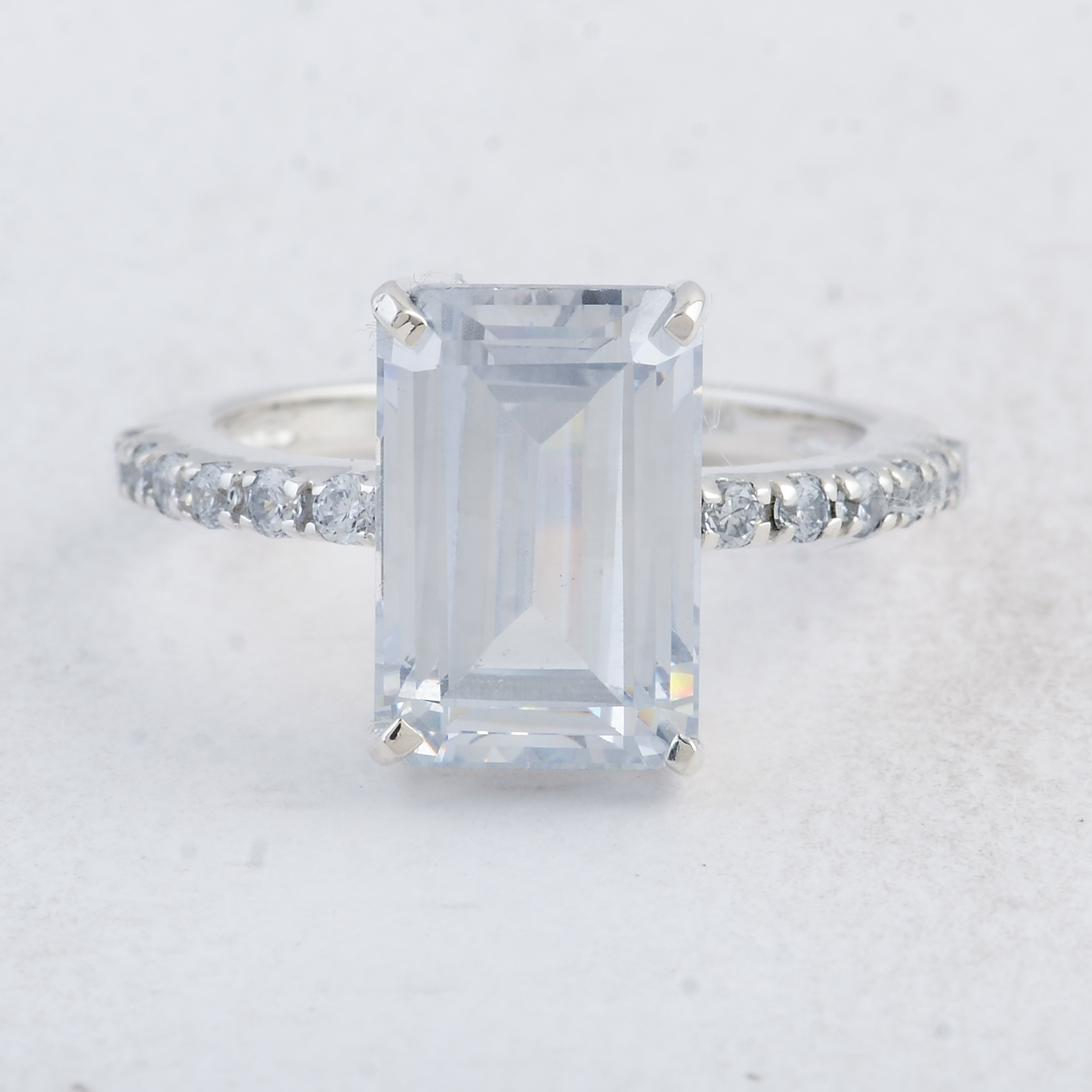 NO RESERVE 9.86 Ct Octagon White Cz 925 Sterling Silver Ring