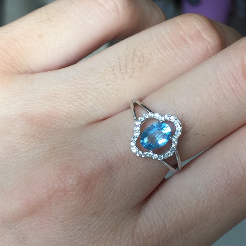 NO RESERVE Blue Topaz 925 Sterling Silver Ring