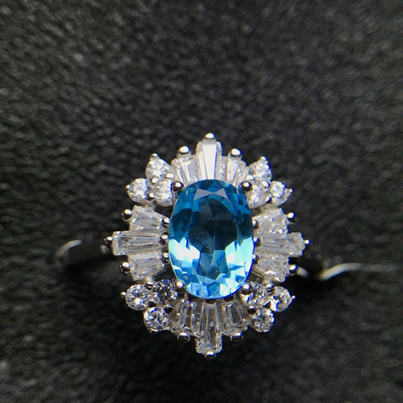 NO RESERVE Blue Topaz 925 Sterling Silver Ring