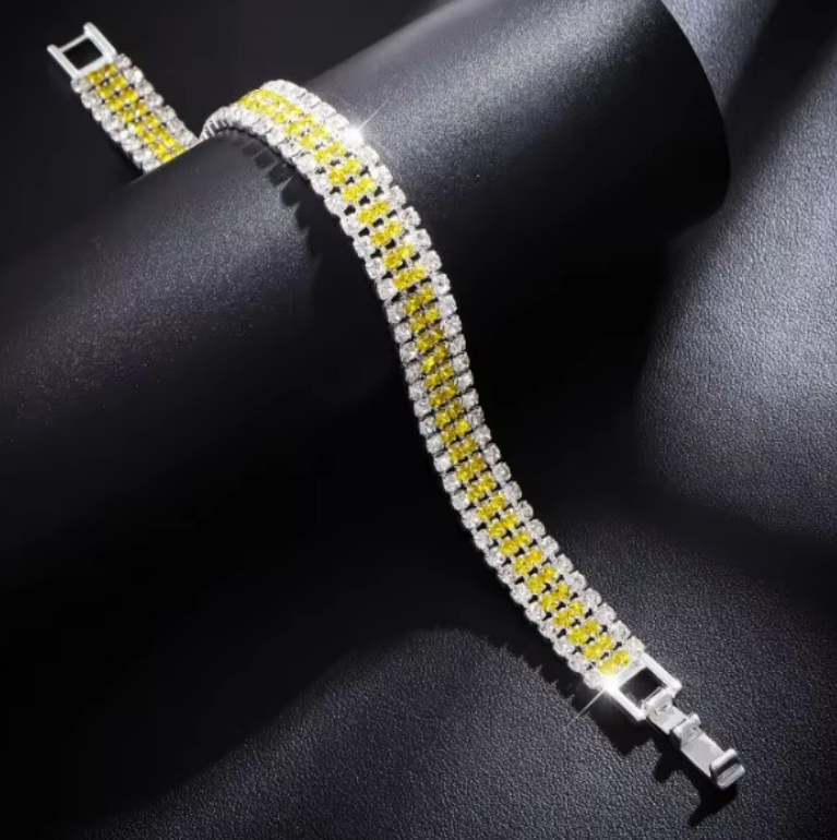 NO RESERVE Cubic Zirconia Gold Plated Brass Bracelet