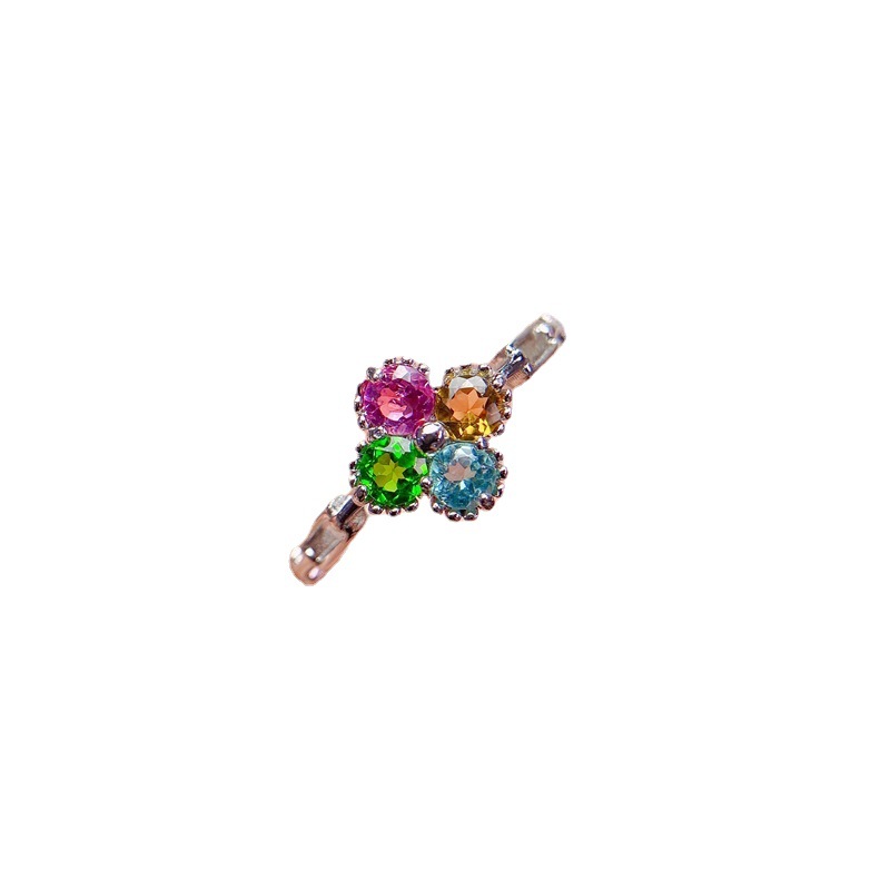 NO RESERVE Multi Colored Tourmaline 925 Sterling Silver Ring