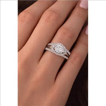 1.55 ct. t.w. Moissanite Evil Eye Ring in Sterling Silver. Size 7