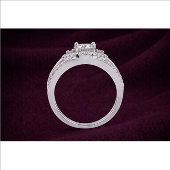 1.55 ct. t.w. Moissanite Evil Eye Ring in Sterling Silver. Size 7