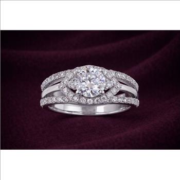 1.55 ct. t.w. Moissanite Evil Eye Ring in Sterling Silver. Size 7