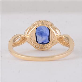 1.69 Ct Cushion Sapphire 9K Gold Ring