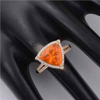 2.18 Ct Trillion Br.Fire Opal 9K Gold Ring