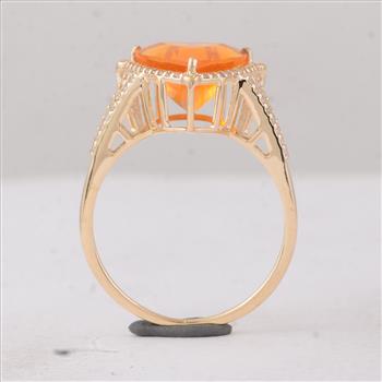 2.18 Ct Trillion Br.Fire Opal 9K Gold Ring