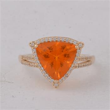 2.18 Ct Trillion Br.Fire Opal 9K Gold Ring