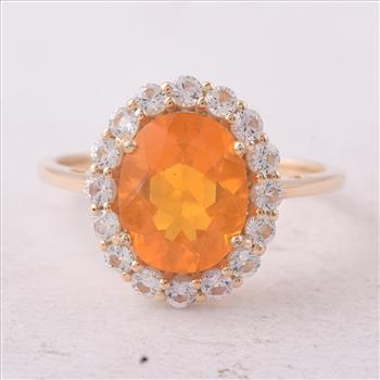 2.39 Ct Oval Fire Opal 9K Gold Ring