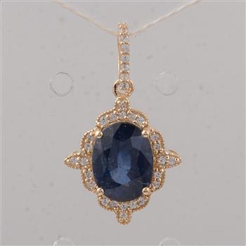 2.48 Ct Oval Sapphire 9K Gold Pendant