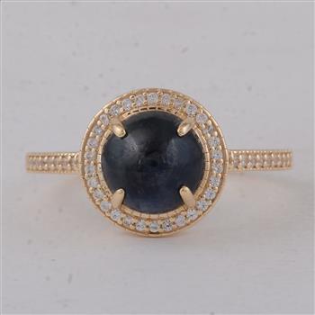 3.23 Ct Round Sapphire 9K Gold Ring