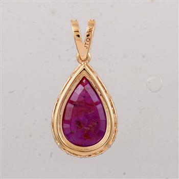 3.49 Ct Pear Ruby 9K Gold Pendant
