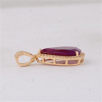 3.49 Ct Pear Ruby 9K Gold Pendant