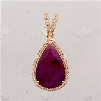 3.49 Ct Pear Ruby 9K Gold Pendant