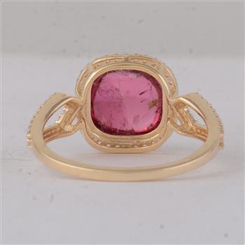 3.93 Ct Cushion Tourmaline 9K Gold Ring