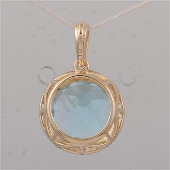 4.00 Ct Round Blue Topaz 9K Gold Pendant