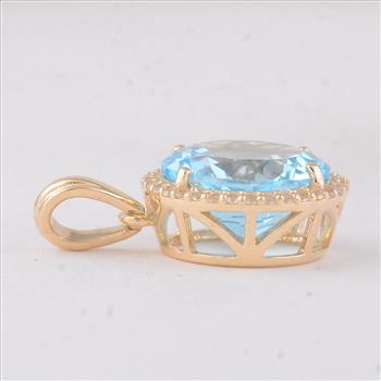 4.00 Ct Round Blue Topaz 9K Gold Pendant