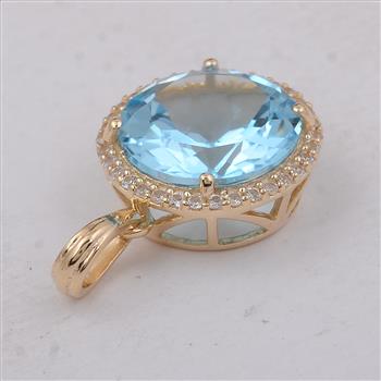 4.00 Ct Round Blue Topaz 9K Gold Pendant