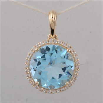 4.00 Ct Round Blue Topaz 9K Gold Pendant