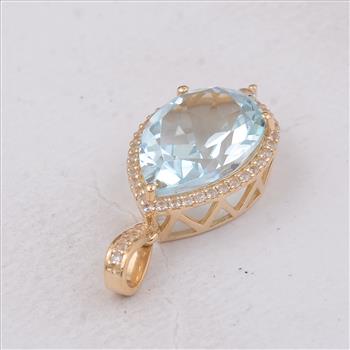 4.11 Ct Pear Aquamarine 9K Gold Pendant