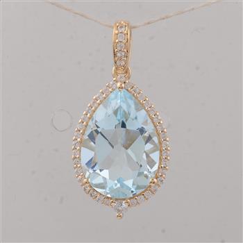 4.11 Ct Pear Aquamarine 9K Gold Pendant