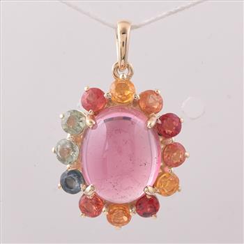 5.62 Ct Oval Tourmaline 9K Gold Pendant