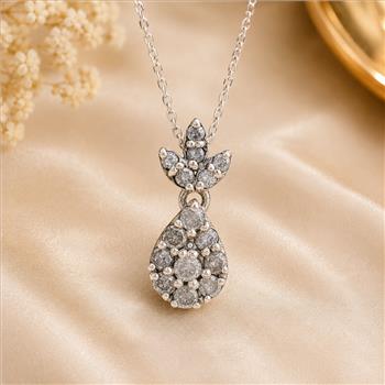 925 Sterling Silver 0.21 Ct Round Diamond Pendant
