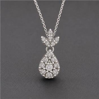 925 Sterling Silver 0.21 Ct Round Diamond Pendant