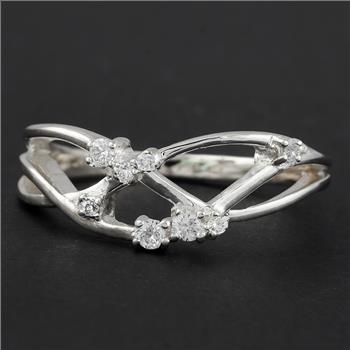 925 Sterling Silver 0.31 Ct Round Cubic Zirconia Ring 7 US Ring Size