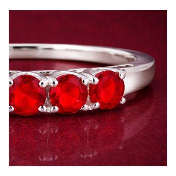 925 Sterling Silver 0.66 Ct Round Created Ruby Ring 9 US Ring Size