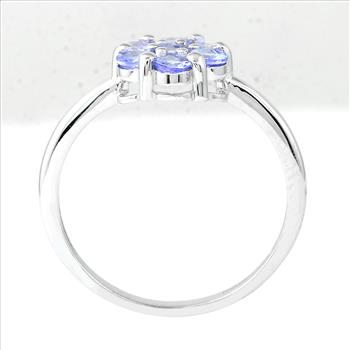 925 Sterling Silver 0.75 Ct Round Tanzanite Ring 7 US Ring Size