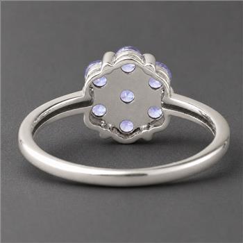 925 Sterling Silver 0.75 Ct Round Tanzanite Ring 7 US Ring Size