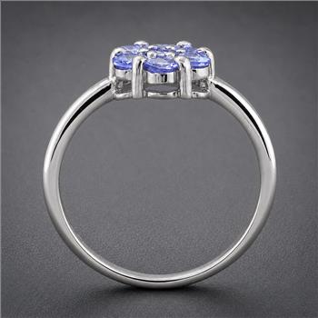 925 Sterling Silver 0.75 Ct Round Tanzanite Ring 7 US Ring Size