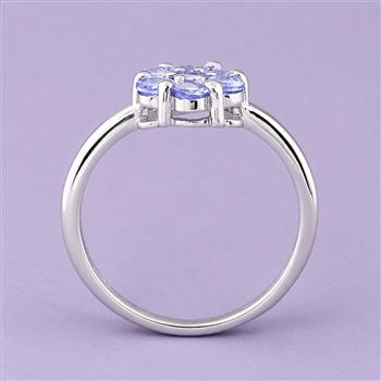 925 Sterling Silver 0.75 Ct Round Tanzanite Ring 7 US Ring Size