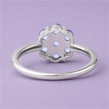 925 Sterling Silver 0.75 Ct Round Tanzanite Ring 7 US Ring Size