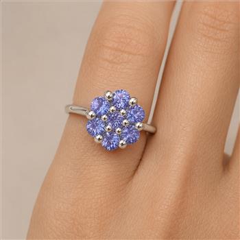 925 Sterling Silver 0.75 Ct Round Tanzanite Ring