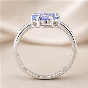 925 Sterling Silver 0.75 Ct Round Tanzanite Ring