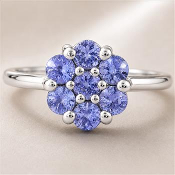 925 Sterling Silver 0.75 Ct Round Tanzanite Ring