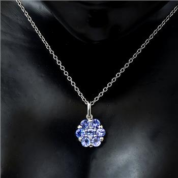 925 Sterling Silver 0.79 Ct Round Tanzanite Pendant