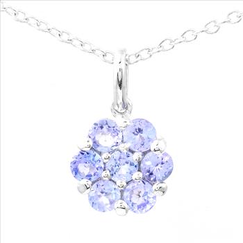 925 Sterling Silver 0.79 Ct Round Tanzanite Pendant