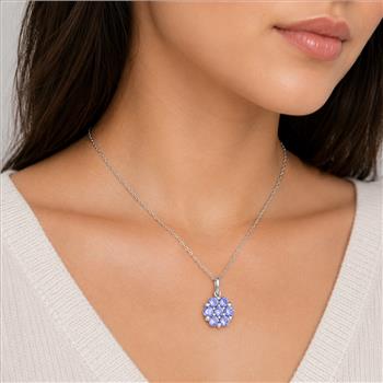 925 Sterling Silver 0.79 Ct Round Tanzanite Pendant