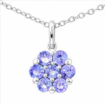 925 Sterling Silver 0.79 Ct Round Tanzanite Pendant
