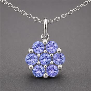 925 Sterling Silver 0.79 Ct Round Tanzanite Pendant
